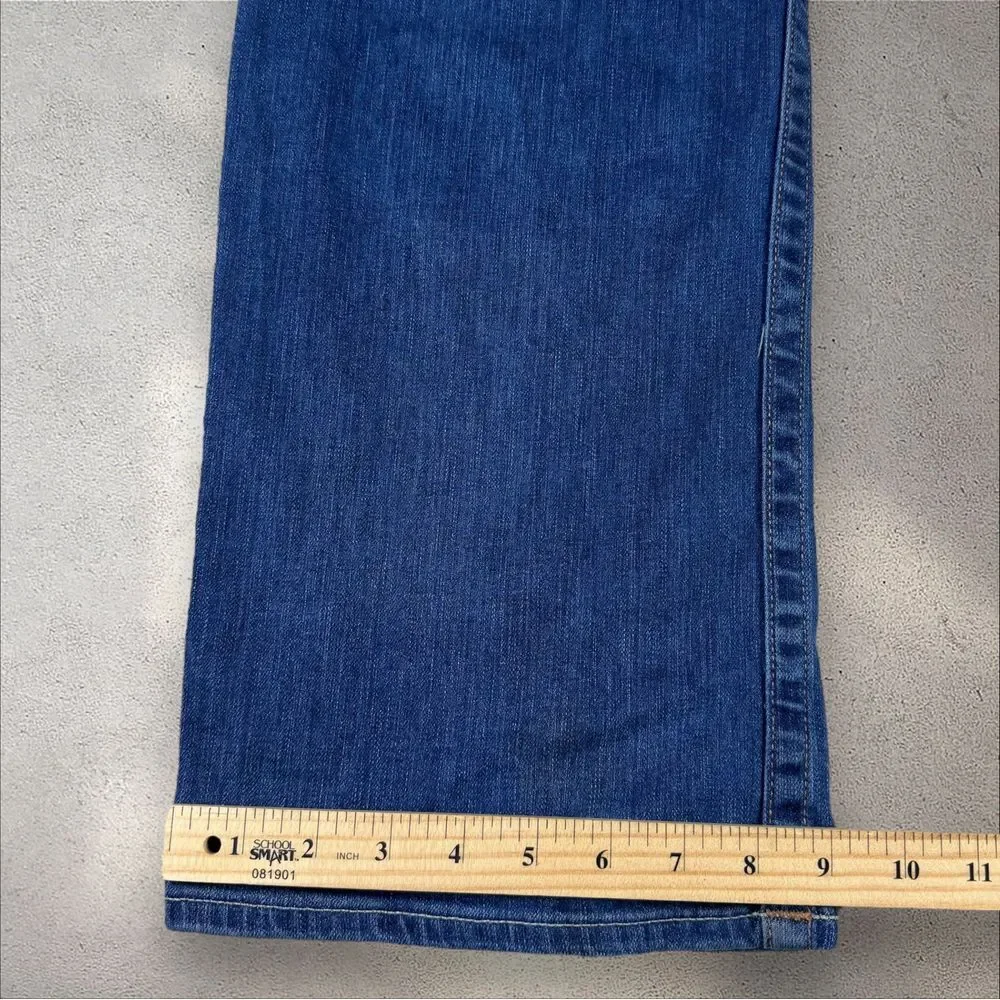True Religion Jeans 42x32 Blue Ricky Relaxed Straight Dark Denim Flap Pocket Vtg
